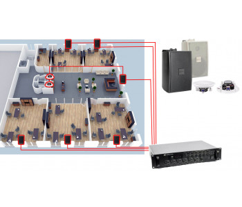 Акустическая система для офиса на 6 зон и 8 настенных, потолочных динамиков BOSCH